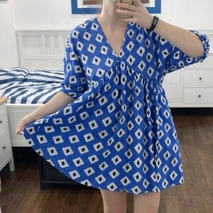 New Look Blue and White Patterned Dress